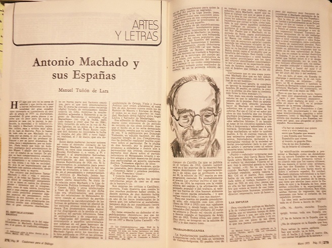 Artículo de Tuñón de Lara sobre Machado en Cuadernos para el Diálogo.