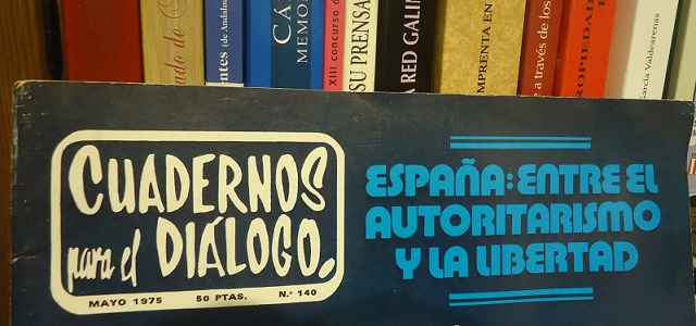 Cabecera de la revista Cuadernos para el Diálogo, revista integrada en el legado de Jesús Ynfante, en el Archivo de la Casa de la Memoria.