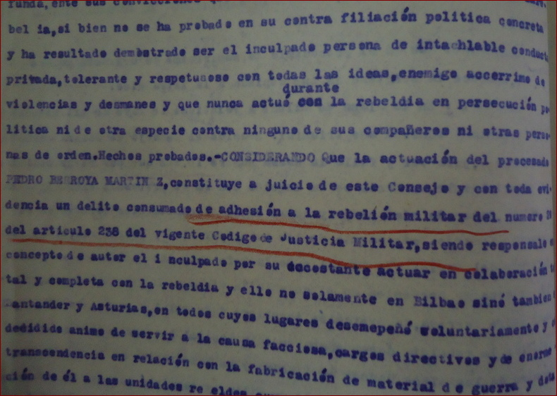 Extracto de la sentencia que lo condenó a reclusión perpetua.