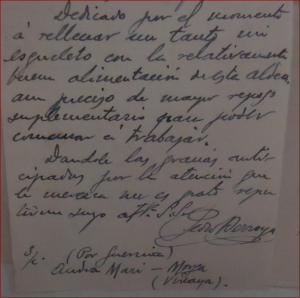 Carta manuscrita de Pedro Berroya al director de la Prisión de El Puerto de Santa María, de marzo de 1941.