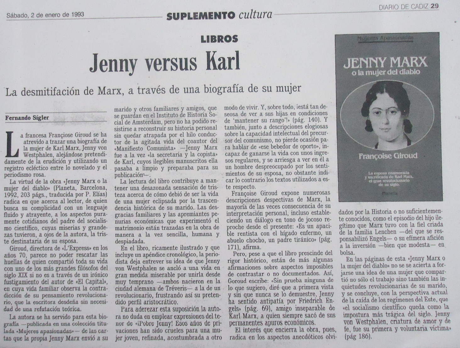 Reseña sobre la biografía de Jenny von Westphalen.