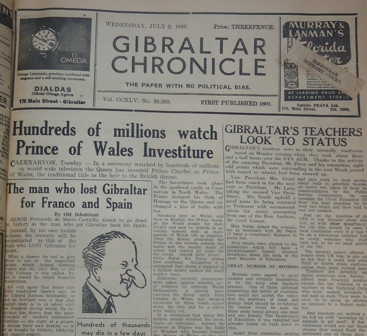 Gibraltar Chronicle, 2/7/1969, pág 1.