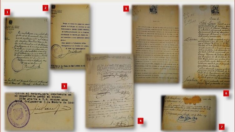 Documentos sobre víctimas trasladadas al Valle de los Caídos.