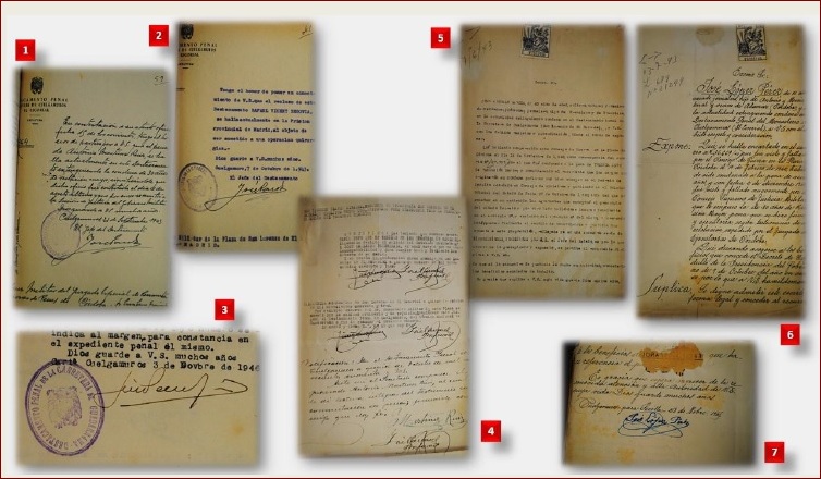 Documentos sobre víctimas trasladadas al Valle de los Caídos.