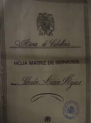 Portada de la hoja de servicios.