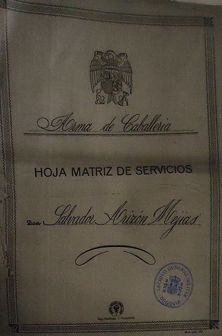 Portada de la hoja de servicios.