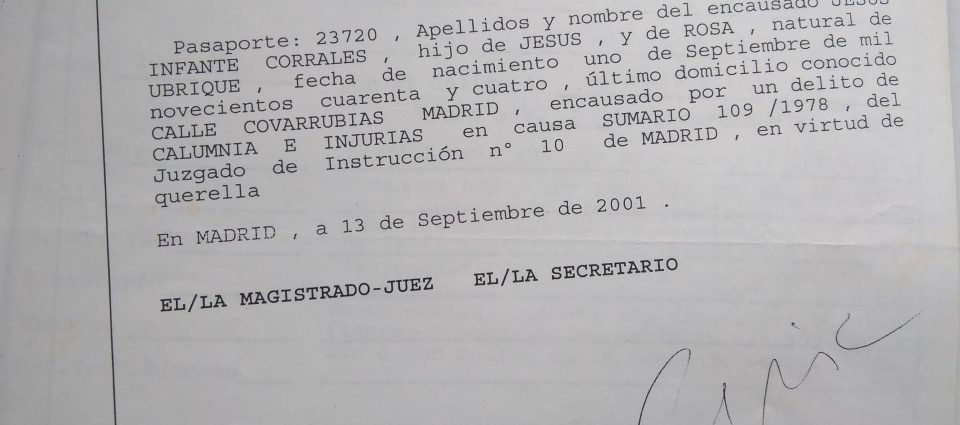 Requisitoria contra Jesús Ynfante