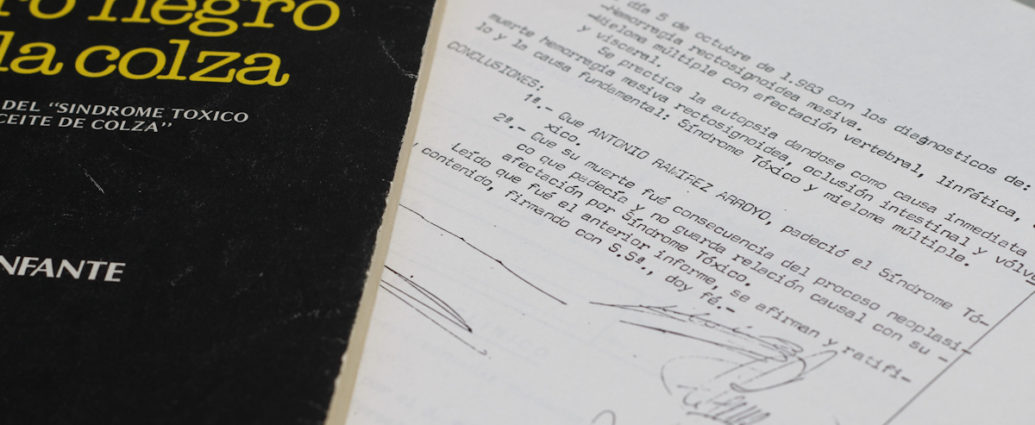 Extracto de la sentencia sobre el fallecido con síndrome tóxico y el libro de Jesús Ynfante sobre la colza.