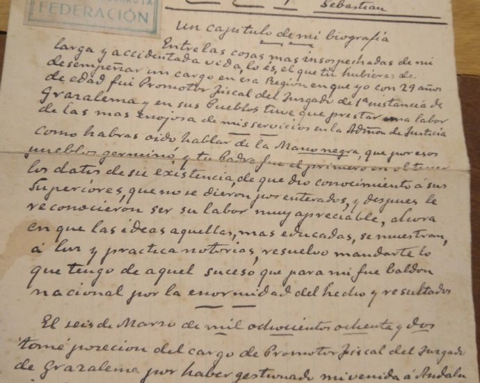 Carta manuscrita del abuelo de Jesús Ynfante.