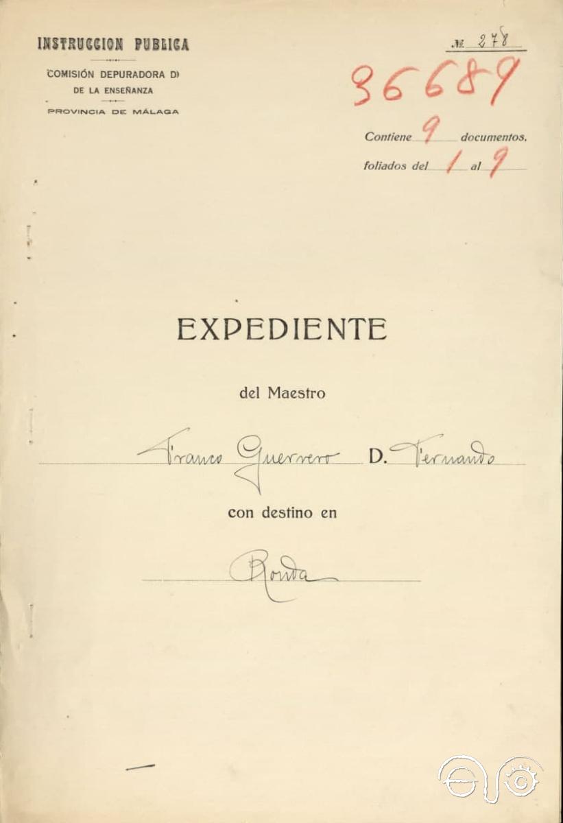 Instrucción pública. Expediente del maestro Fernando Franco Guerrero.