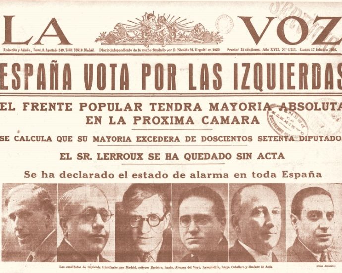 Portada de La Voz del 17 de febrero de 1936.