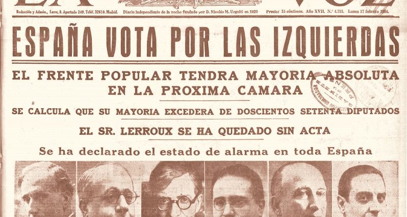 Portada de La Voz del 17 de febrero de 1936.