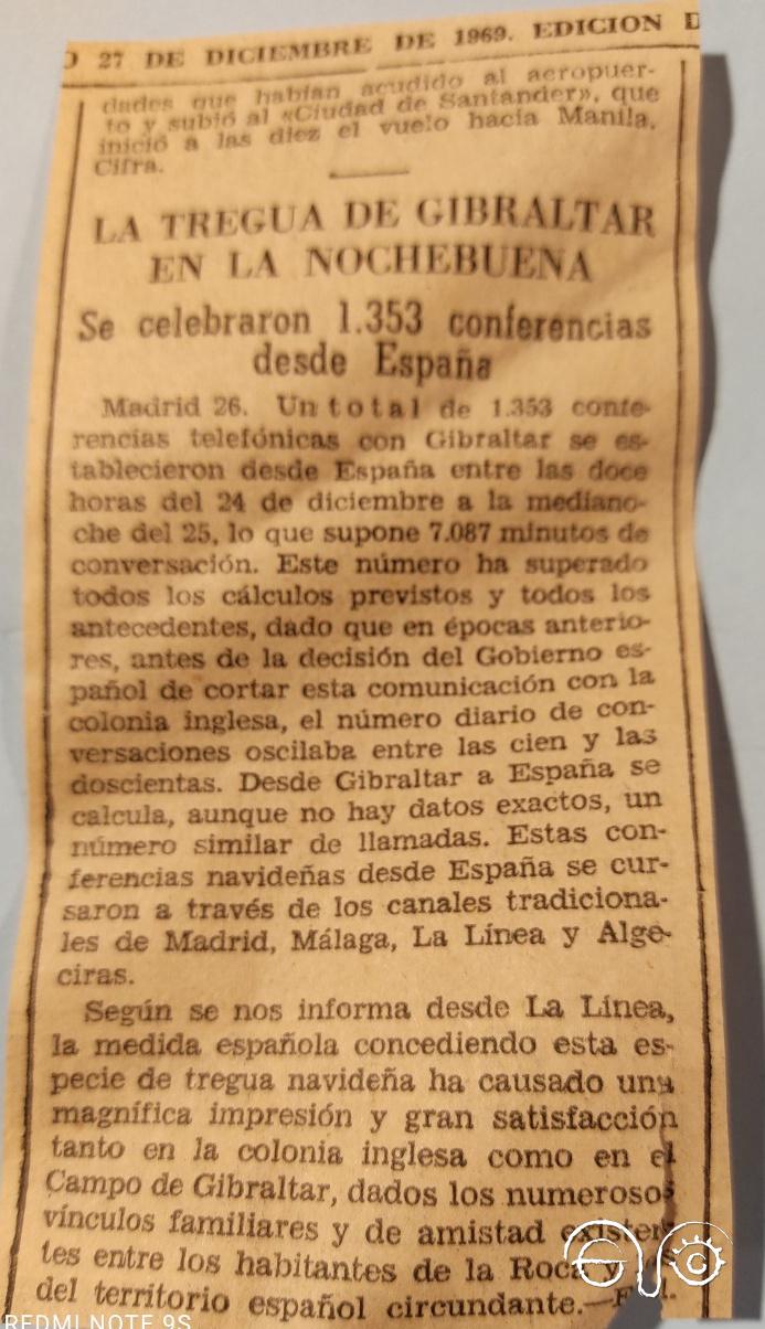 Recorte de prensa sobre la tregua de Nochebuena.