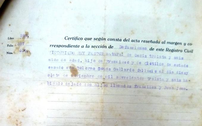 Certificado de defunción.