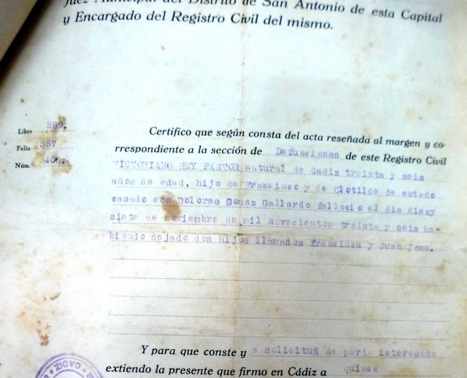 Certificado de defunción.