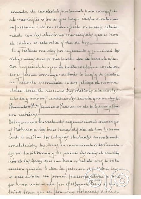 Acta notarial sobre las elecciones locales del 12 de abril de 1931 en Jimena.