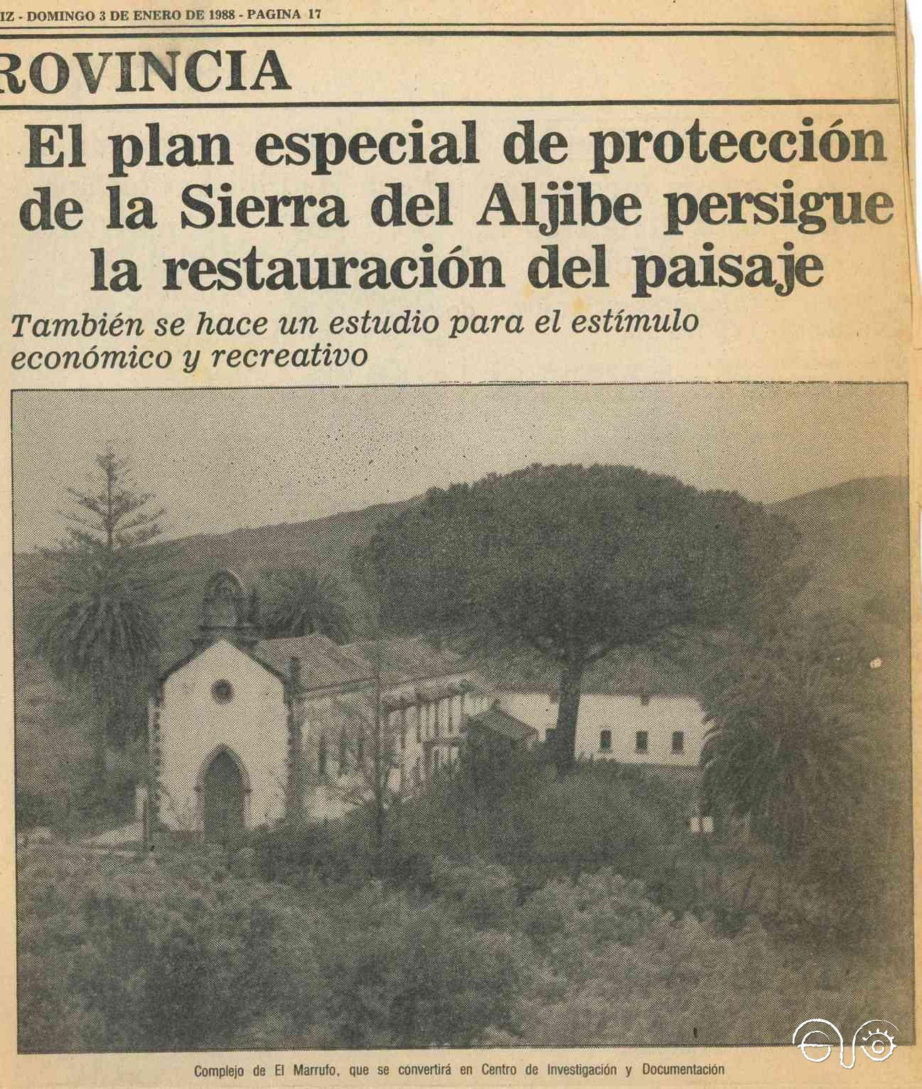 Recorte del reportaje de Diario de Cádiz, con fotografía del Marrufo, de 3 de enero de 1988.