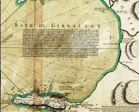 Mapa de la Bahía de Gibraltar, 1756 (ICGC).