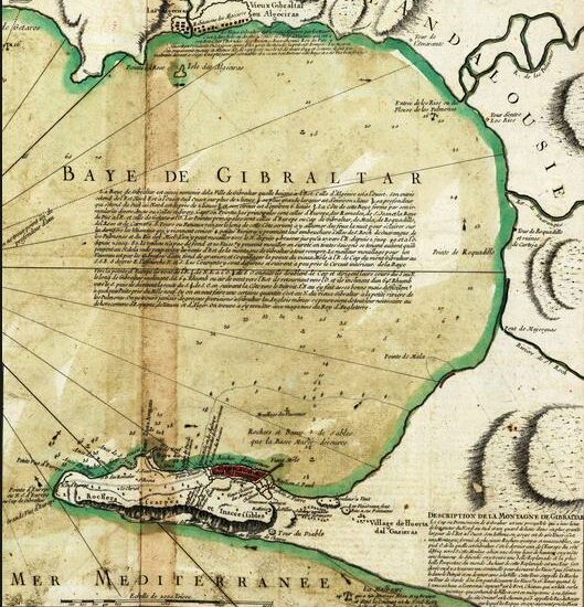 Mapa de la Bahía de Gibraltar, 1756 (ICGC).