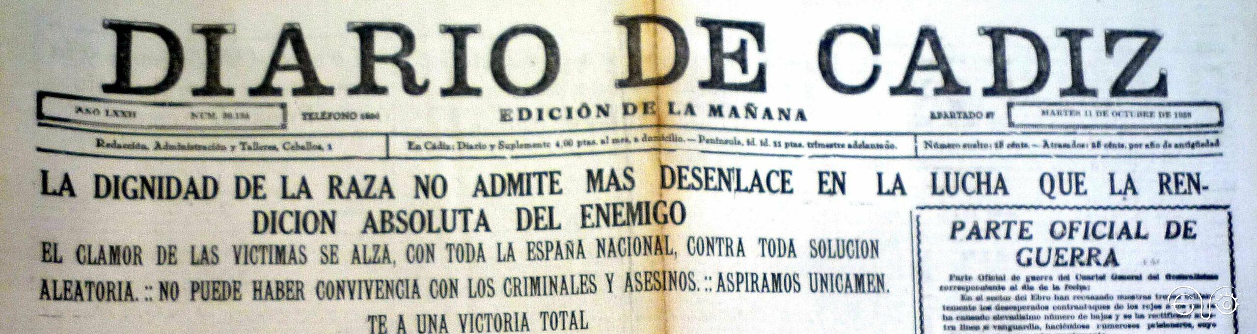 Diario de Cádiz, 10/10/1938.