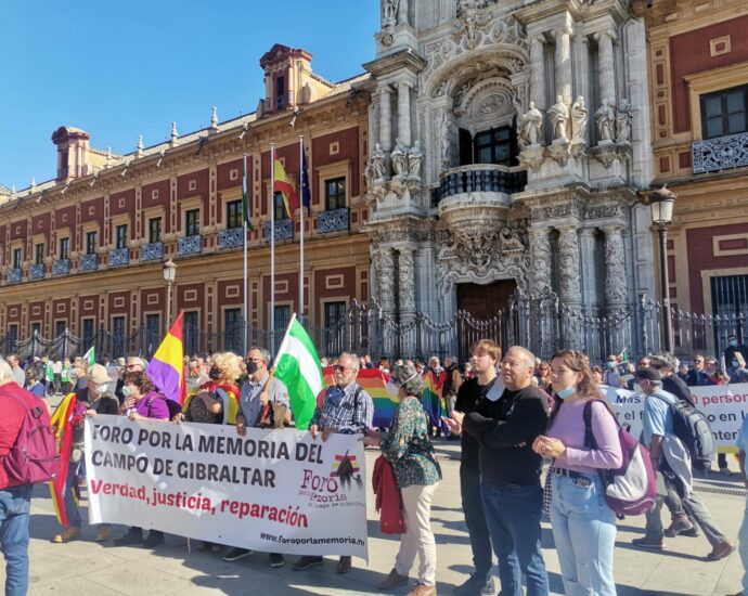 The demonstrators marched from the Plaza Nueva to the Palacio San Telmo, the seat of the Junta de Andalucía.