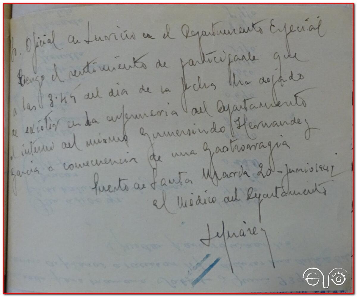 Parte de defunción de Gumersindo Hernández García (AHPC).