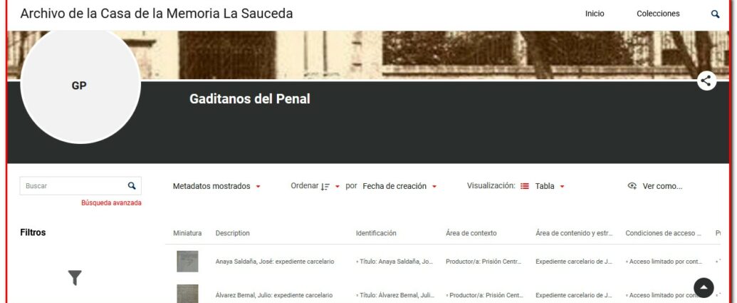 Capturade la base de datos del proyecto Gaditanos del Penal.