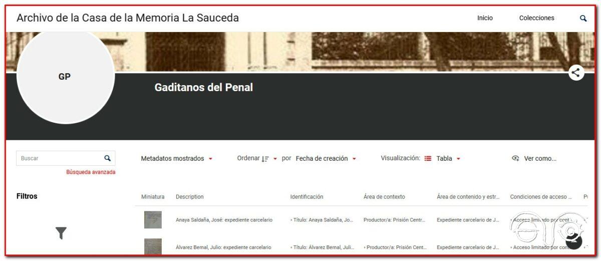 Capturade la base de datos del proyecto Gaditanos del Penal.