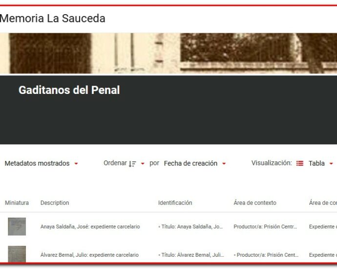 Capturade la base de datos del proyecto Gaditanos del Penal.
