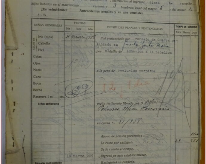 Portada del expediente caercelario de Antonio González Bernal, 1939 (AHPC)