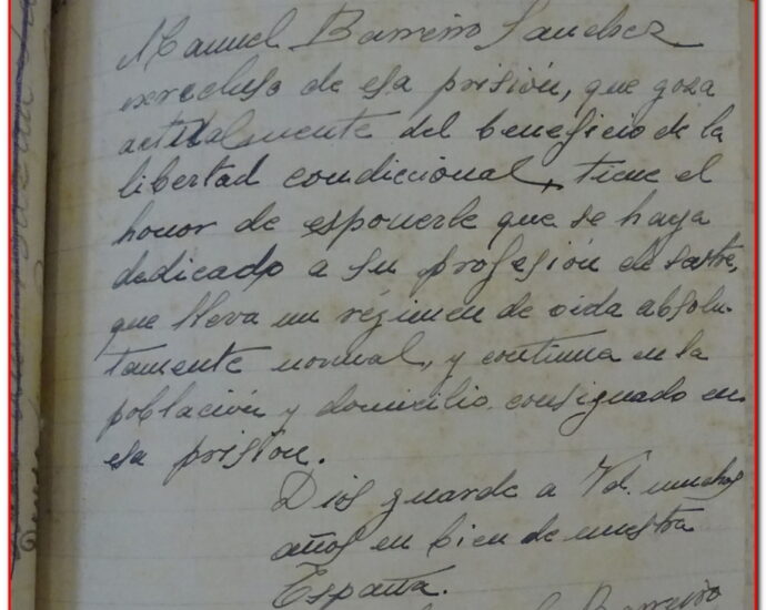 Carta manuscrita de Manuel Barreiro Sánchez, 1940 (AHPC).