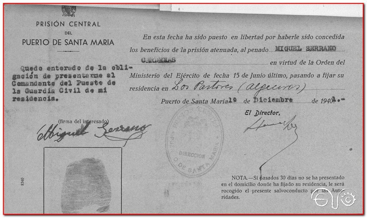  Puesta en libertad condicional, 1941 (AHPC).