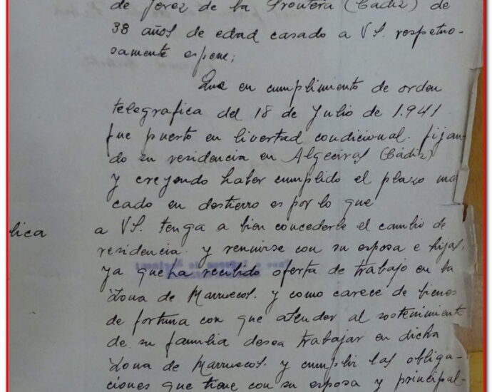 Anverso de carta manuscrita de Manuel Batista Morales, 1942 (AHPC).