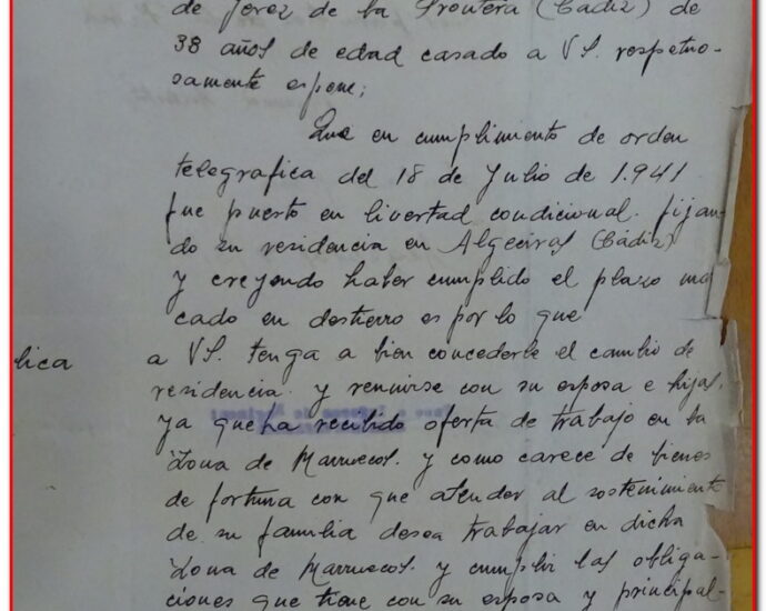 Anverso de carta manuscrita de Manuel Batista Morales, 1942 (AHPC).