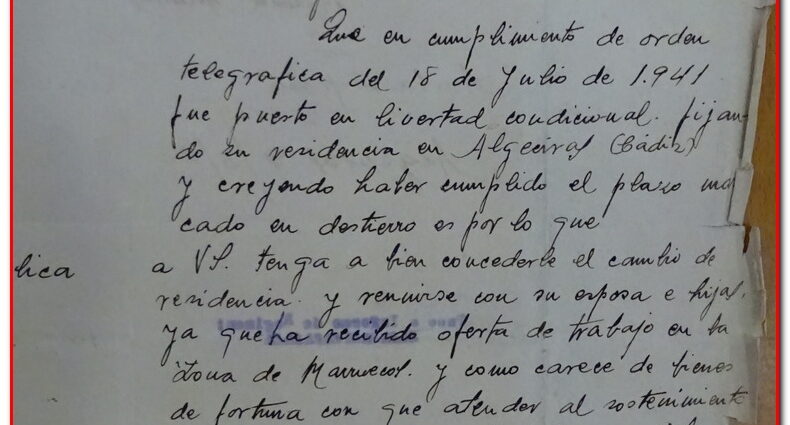 Anverso de carta manuscrita de Manuel Batista Morales, 1942 (AHPC).