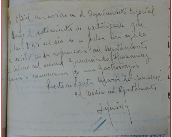 Certificado médico de defunción, 1942 (AHPC).