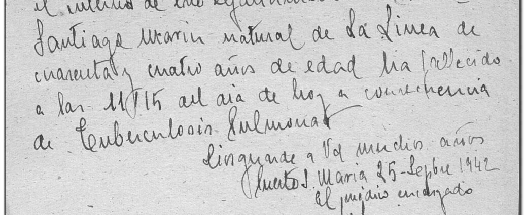 Parte médico de fallecimiento, 1942 (AHPC).