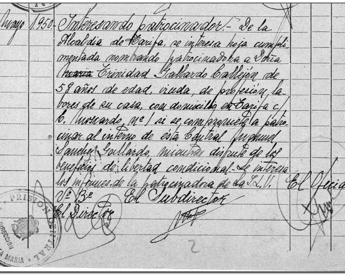 Documento de patrtocinio de Manuel Sánchez Gallardo, 1950 (AHPC).