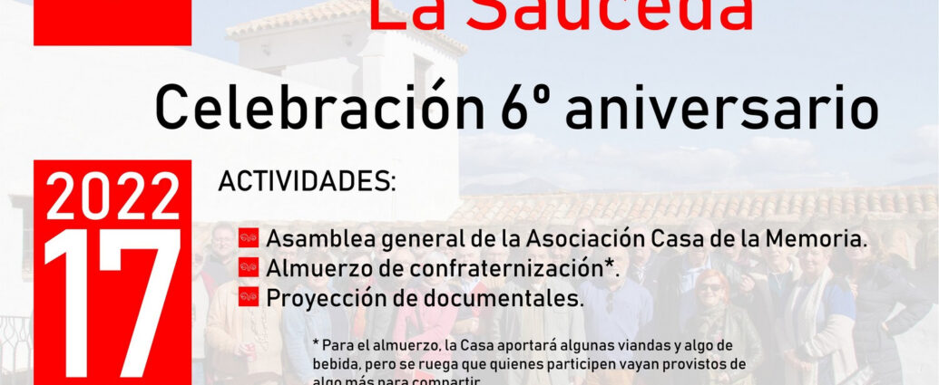 Casa de la Memoria La Sauceda. 6º aniversario.