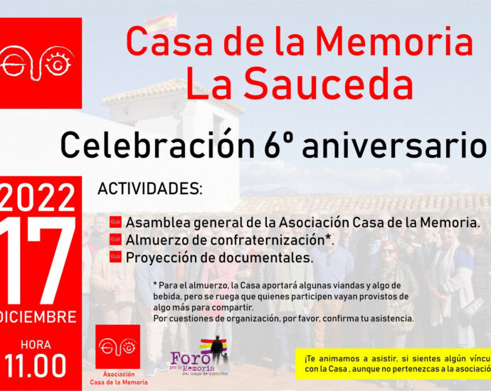 Casa de la Memoria La Sauceda. 6º aniversario.