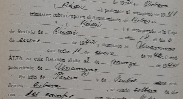 Media filiación de Antonio Zambrana Trujillo (Archivo General Militar de Guadalajara)