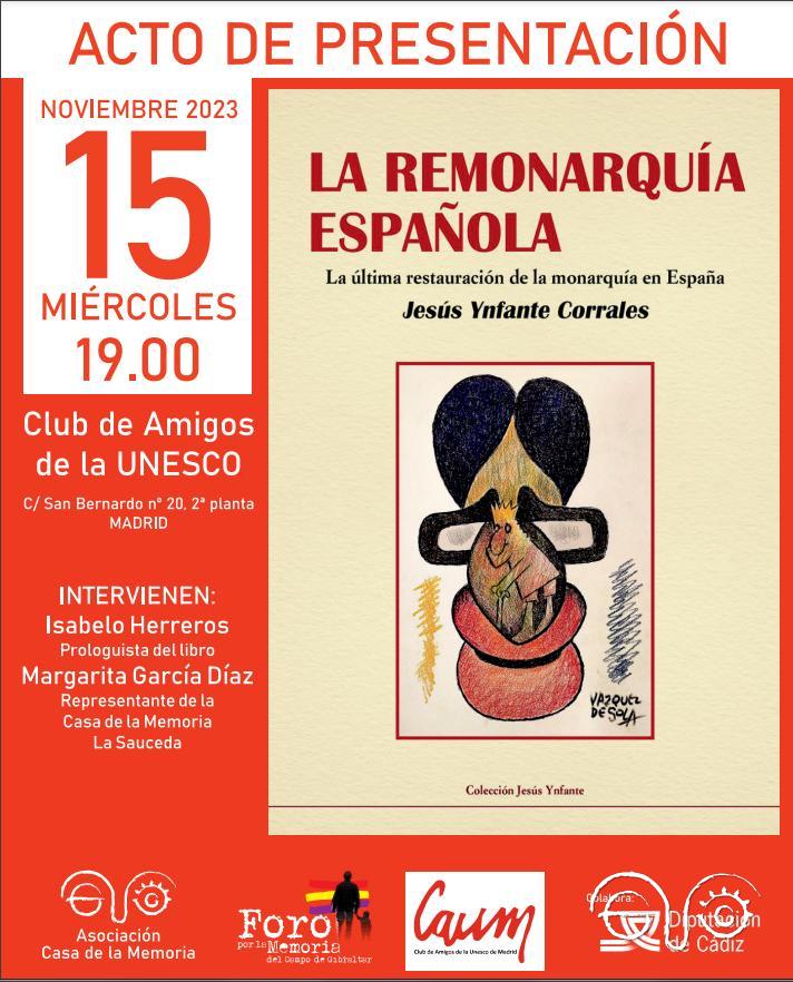 Cartel de la presentación del libro en Madrid.