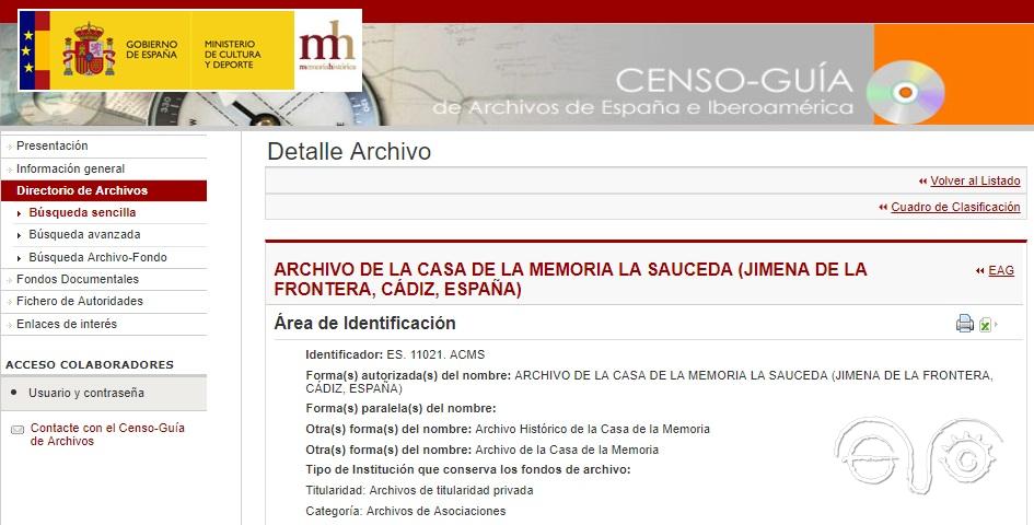 Censo-guía del Archivo de la Casa de la Memoria.