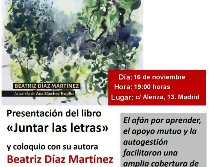 Cartel de la presentación del libro en Madrid.