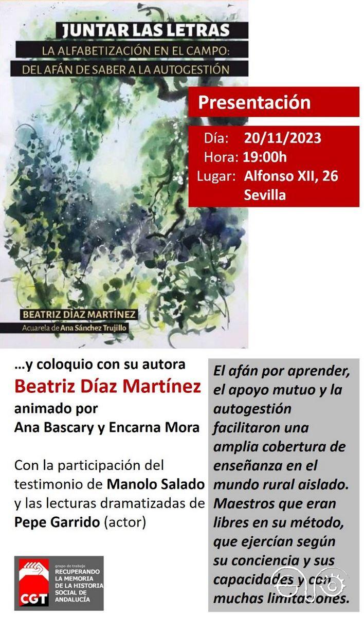 Cartel de la presentación del libro en Sevilla.
