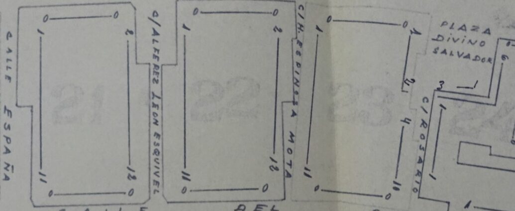 Nomenclátor en parte del plano del pueblo nuevo de Castellar (Archivo Municipal).