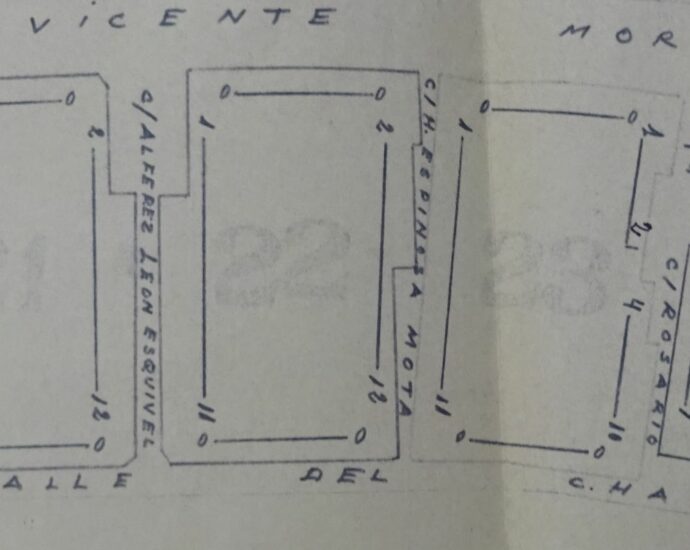 Nomenclátor en parte del plano del pueblo nuevo de Castellar (Archivo Municipal).