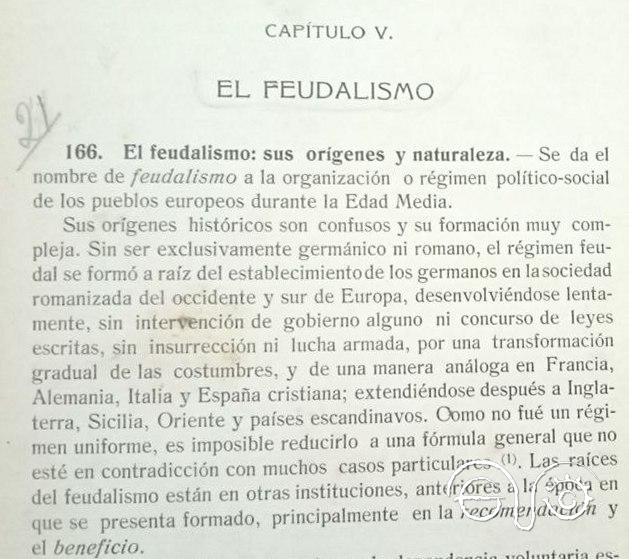 Comienzo del capítulo dedicado al feudalismo.