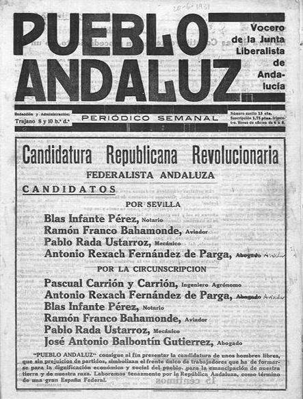 Obsérvese que en la lista se encuentra el controvertido Ramón Franco Bahamonde por doscircunscripciones, obteniendo plaza de diputado. No así Blas Infante.