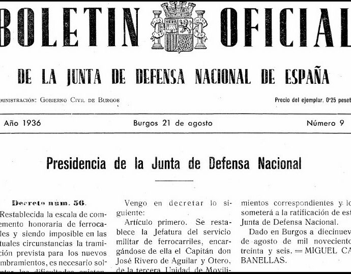 Boletín Oficial de la Junta de Defensa Nacional, 21/8/1936.